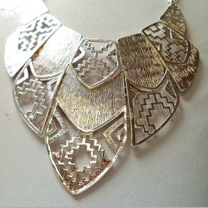 Silver Tone Articulated Abstract Floral Necklace